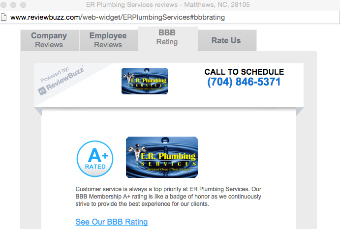 BBB Ratings Charlotte Plumbers