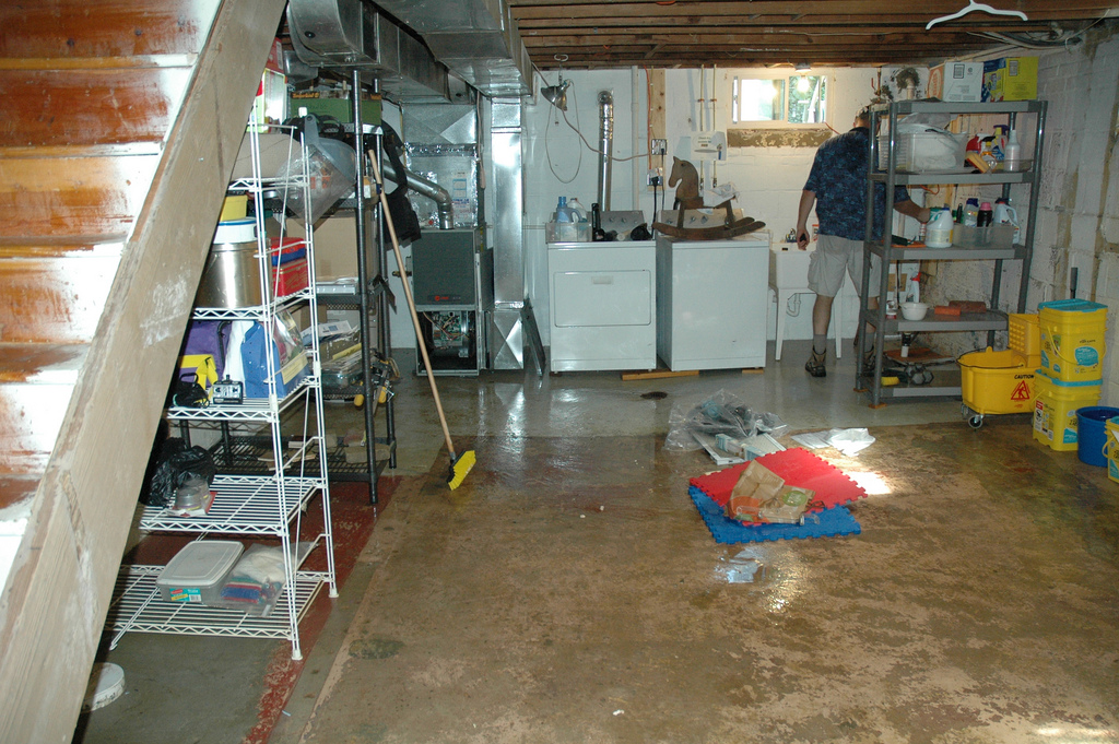 Charlotte flooded basement
