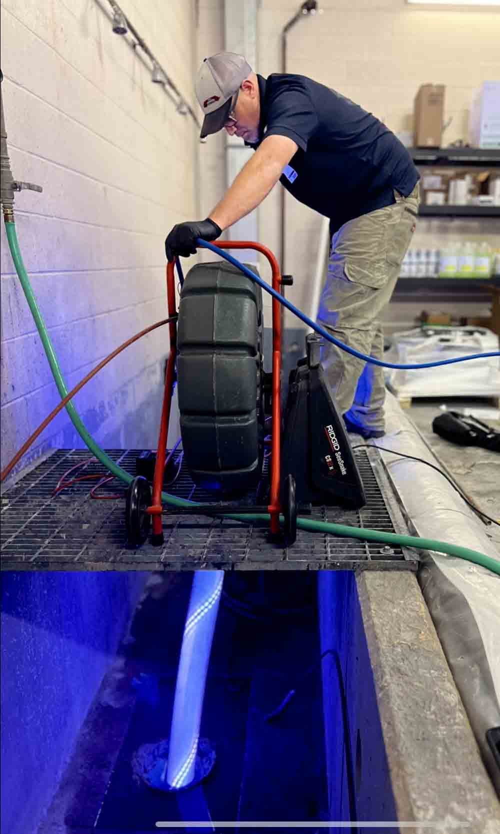 Damaged pipe being lined