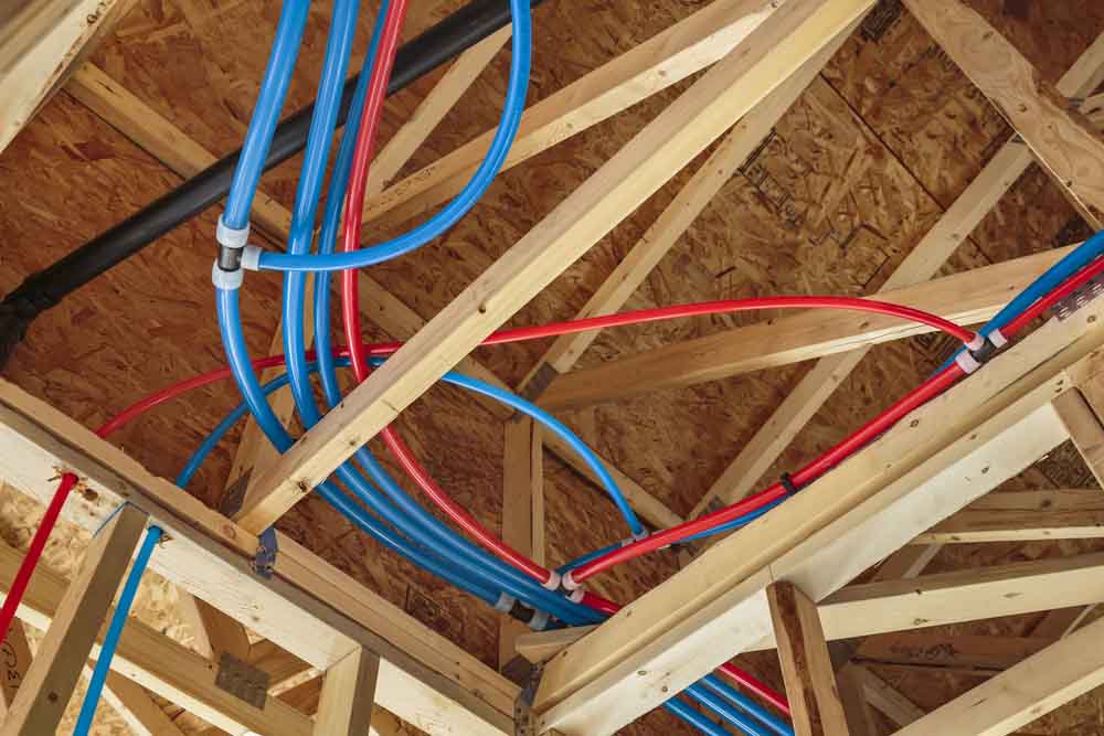 New Home Construction with PEX Plumbing pipes